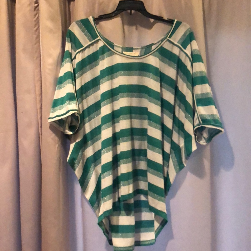 Nurture Green and White Stripe Dolman Shirt